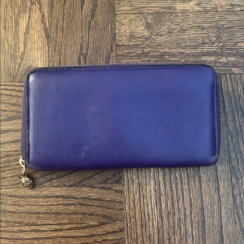 Alexander McQueen Purple Leather Zip Wallet